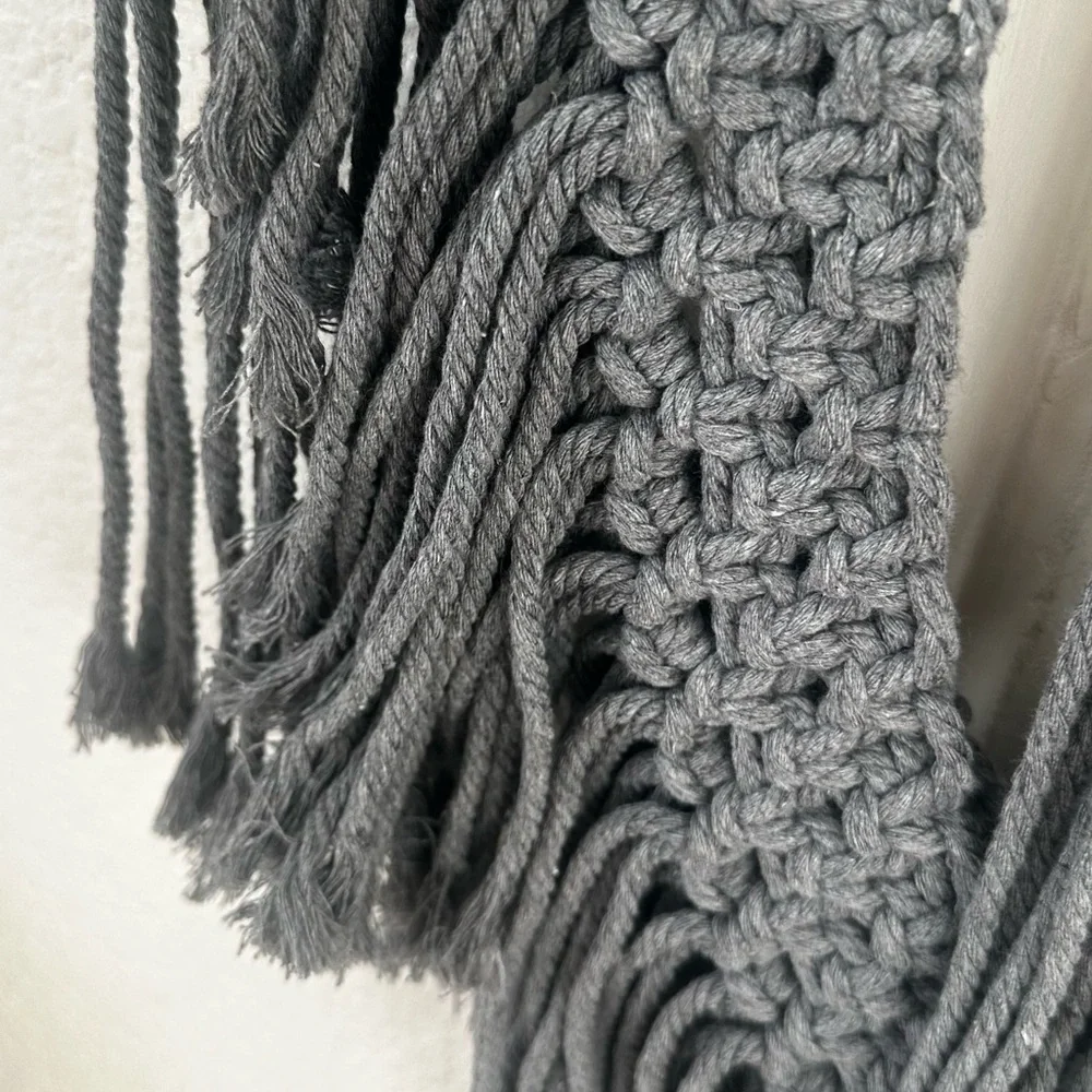 Handmade Gray Macramé Wall Hanging